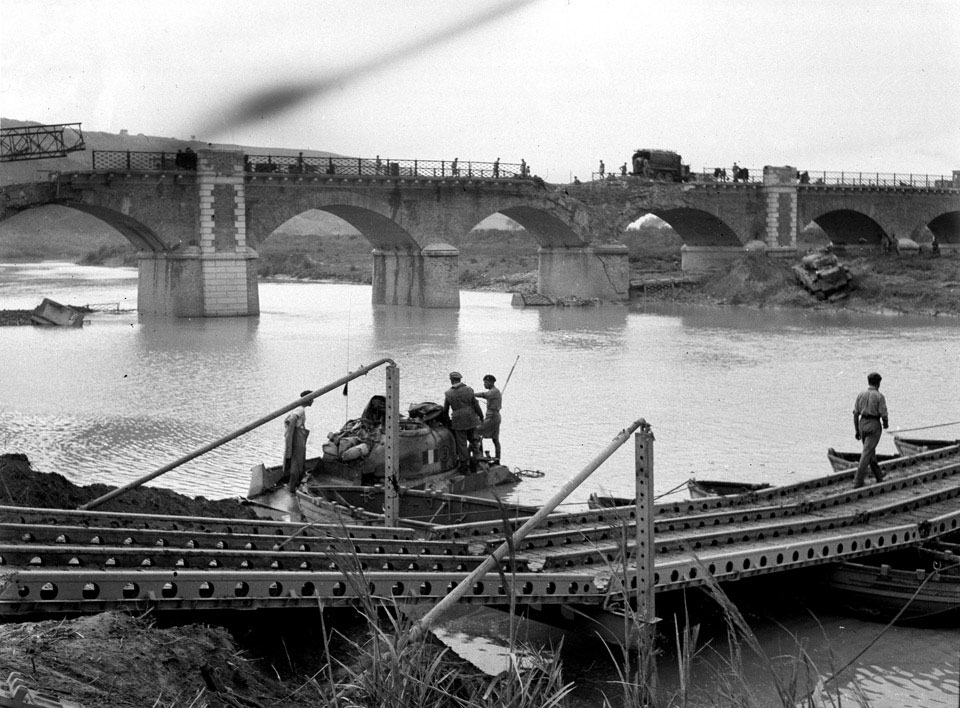 Building a Bailey Bridge on the River Biferno, October 1943