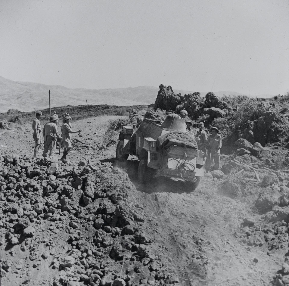 A scout car of the 56th Recce Regiment near the town of Randazzo, Sicily, August 1943