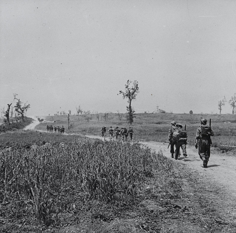 2nd Battalion, The Lancashire Fusiliers, crossing the Cassino plain, May 1944