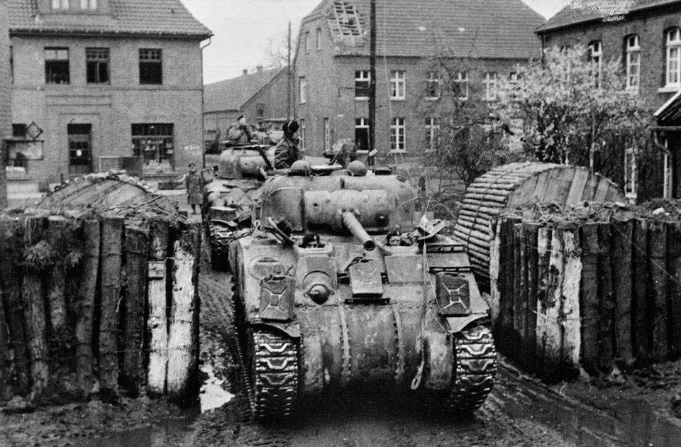 ''A' Squadron moving out of Brunen', Germany, 1945