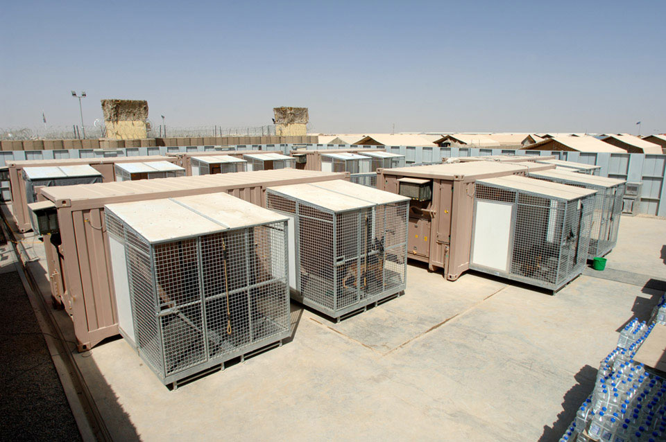 Theatre Military Working Dog Support Unit kennels at Camp Bastion, 2008