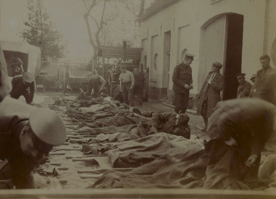 Wounded and gassed from Ypres at the hospital in Bailleul, May 1915