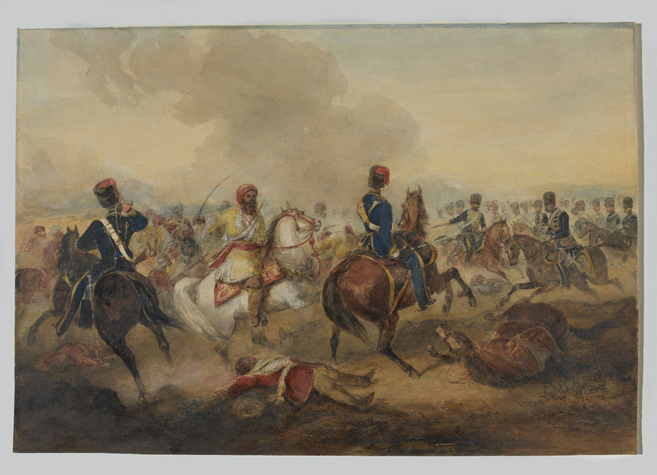 '7th (Queen's Own), Hussars, charging a body of the Mutineer's Cavalry', 1858