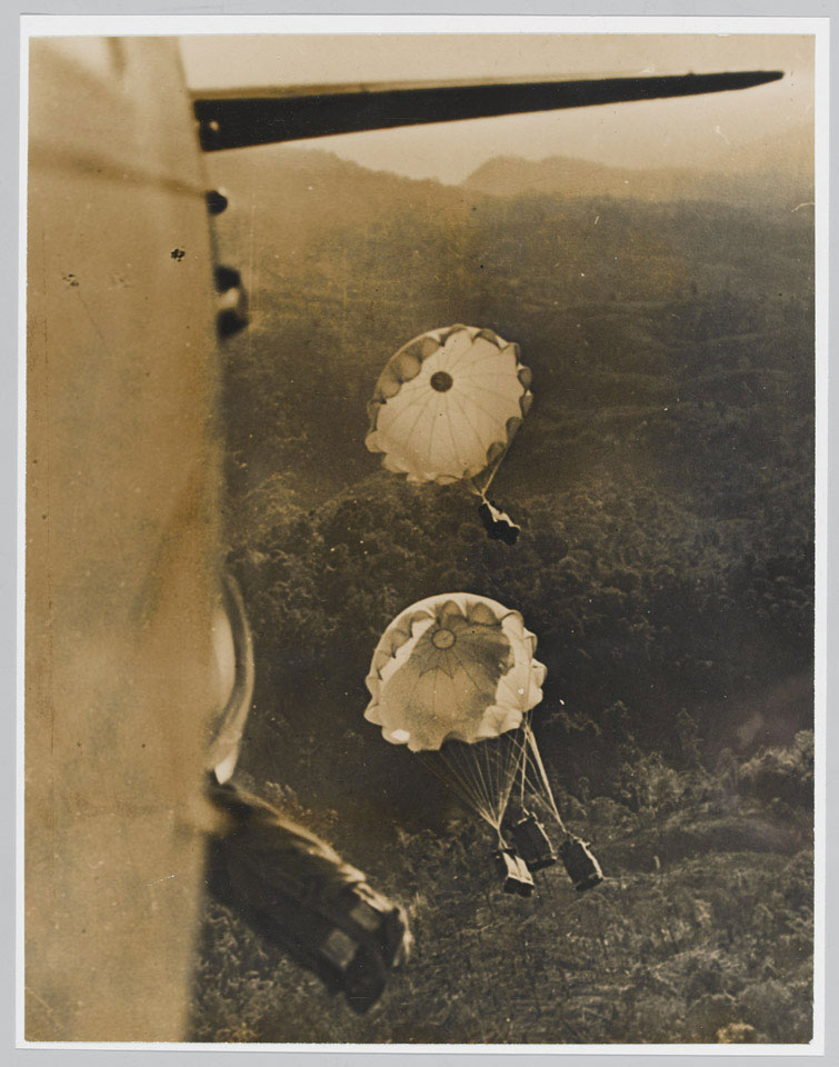 RAF airdrop to Chindits in Burma, 1943 (c)