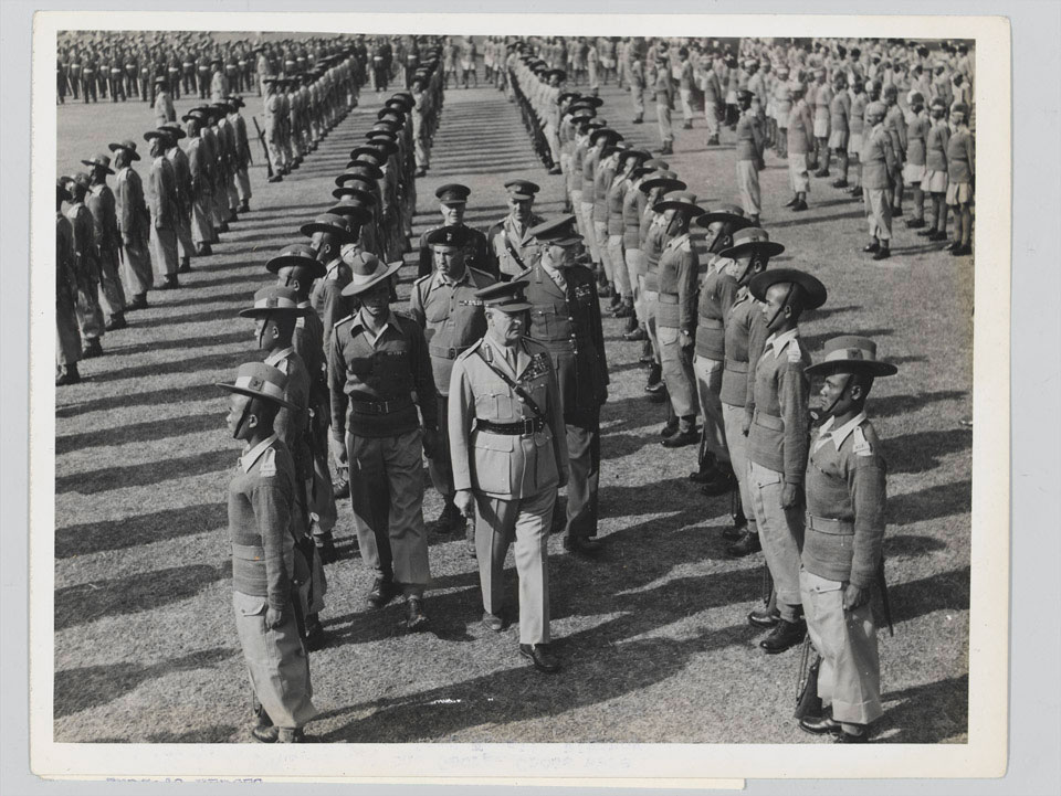 Field Marshal Wavell inspecting the 8th Gurkha Rifles, 1945
