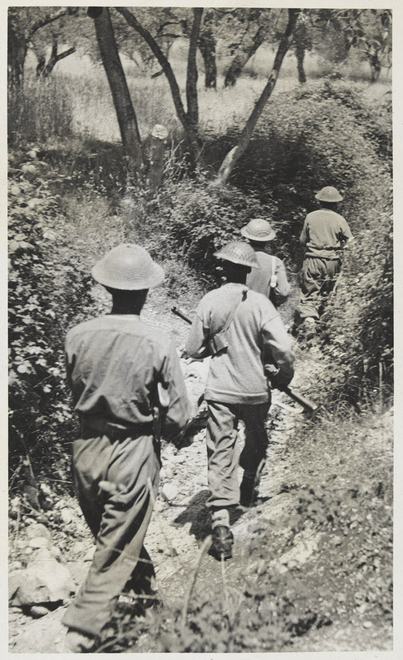 Punjabi infantry patrol a mountain wood in Italy, 1944 