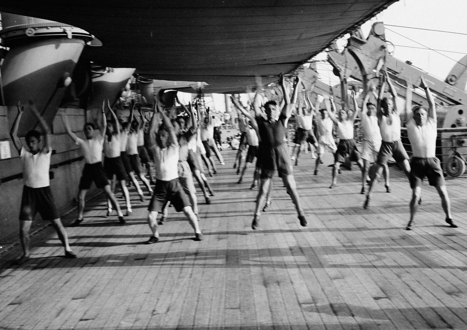 'P.T.', 3rd County of London Yeomanry (Sharpshooters) on board HMT Orion en route to Egypt, 1941