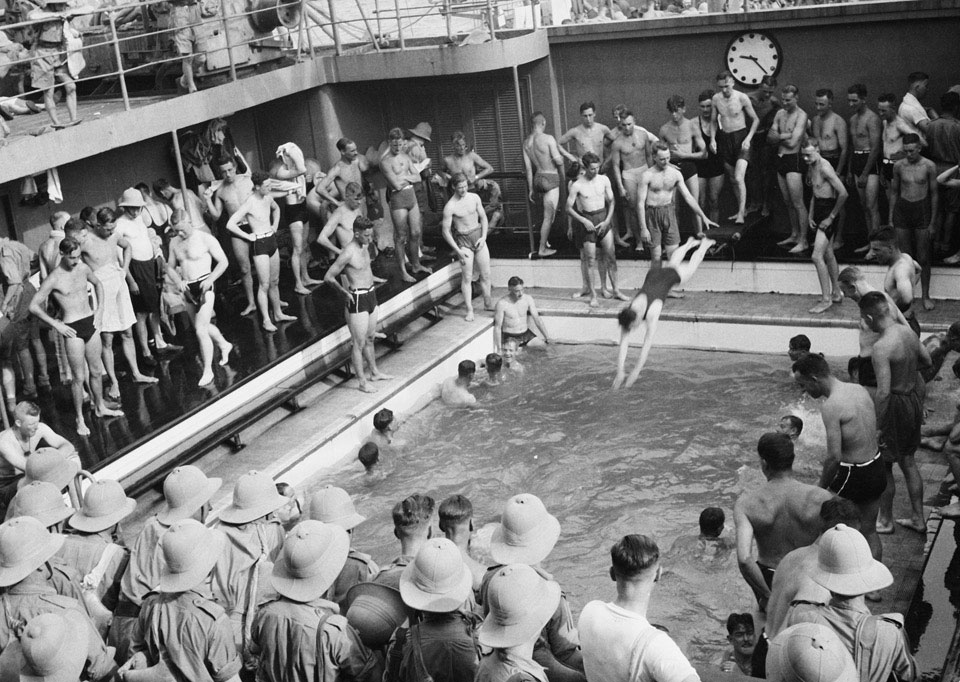 'Swimming pool group', HMT Orion en route to Egypt, 1941