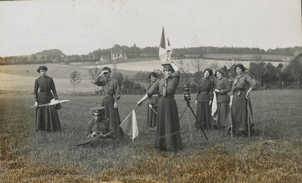 Semaphore training at a camp at Bourne End, Buckinghamshire, for