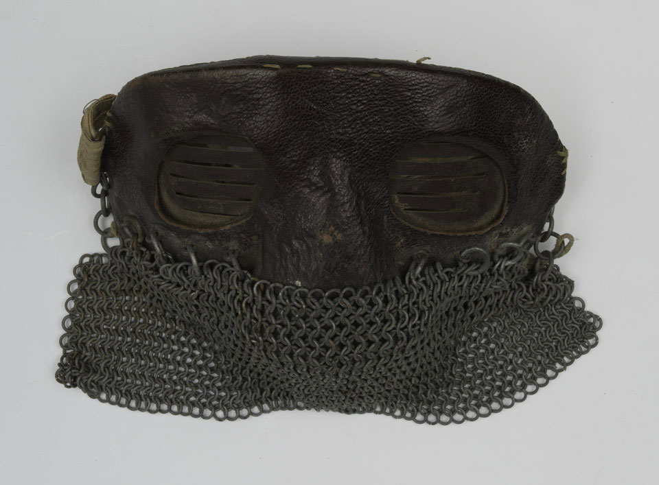 Protective face mask for tank crew, worn by Sergeant Henry Jarvis, Tank Corps, 1917 (c)