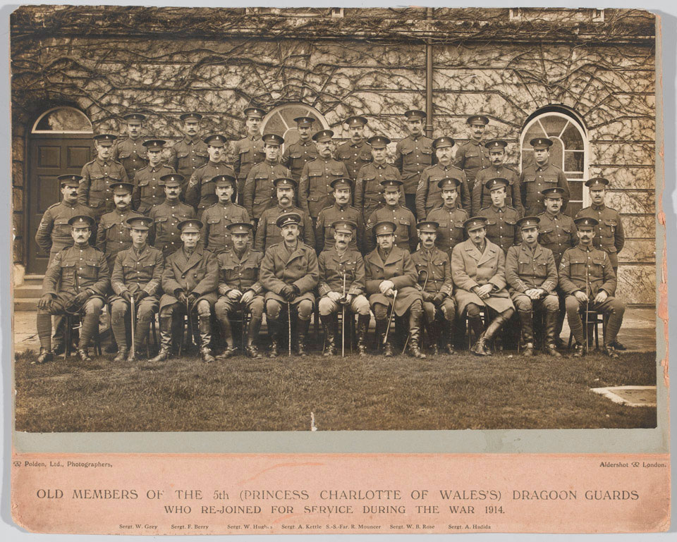 Old members of the 5th (Princess Charlotte of Wales's) Dragoon Guards who re-joined for service, 1914