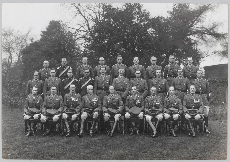 Group of officers wearing service dress, 5th Inniskilling Dragoon Guards, Warburg Barracks, Aldershot, 1930-1933