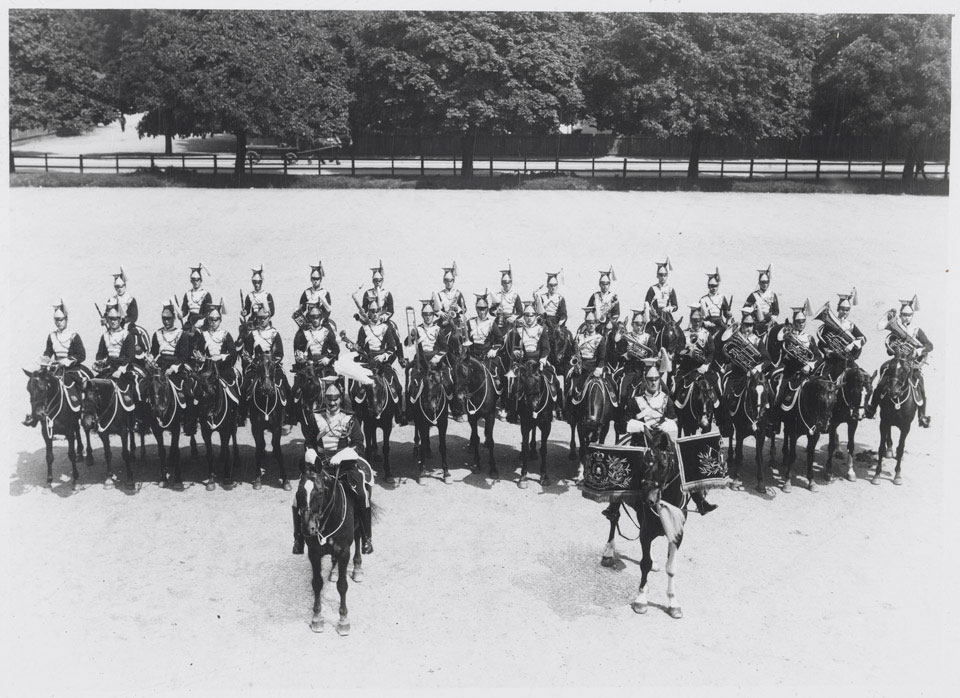Mounted regimental band of the 17th/21st Lancers, Warburg Barracks, Aldershot, 1925-1927