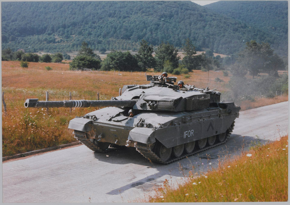 A British Challenger 1 tank in Bosnia, 1996
