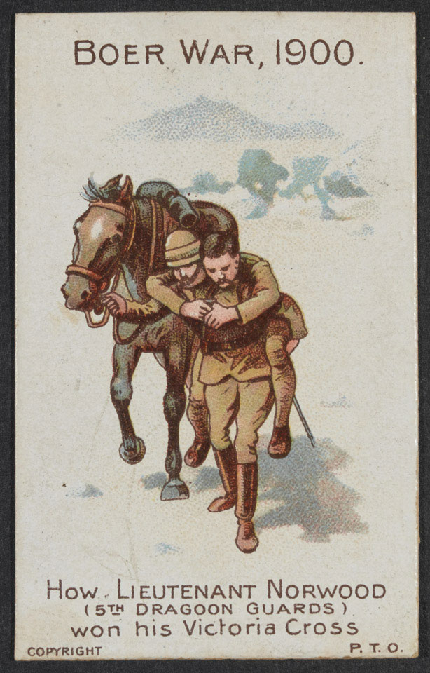 'How Lieutenant Norwood, 5th Dragoon Guards, won his Victoria Cross', cigarette card, 1900 (c)