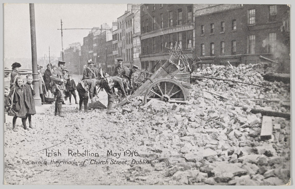 'Irish Rebellion, May 1916. The wreck they made of Church Street, Dublin', 1916