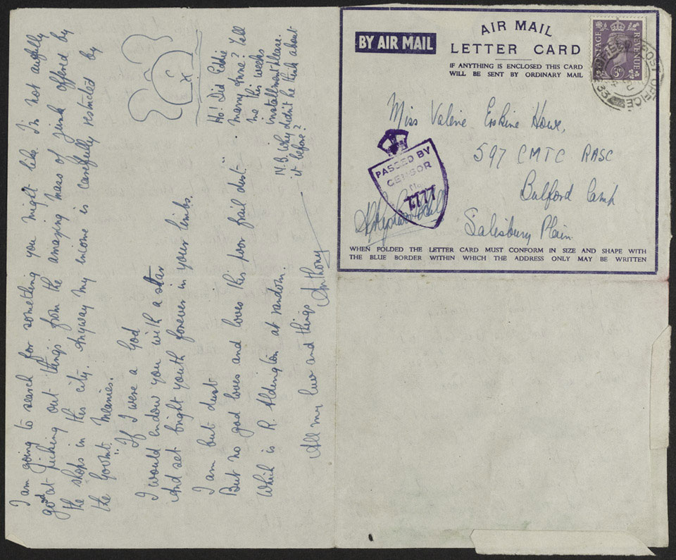 Letter from Major Anthony Ryshworth-Hill to Valerie Erskine Howe, 16 June 1944