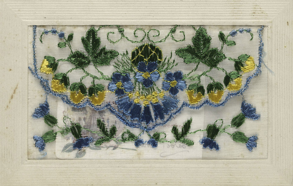 Embroidered postcard sent from Private Holland Chrismas, to  Ada Manley, 1916