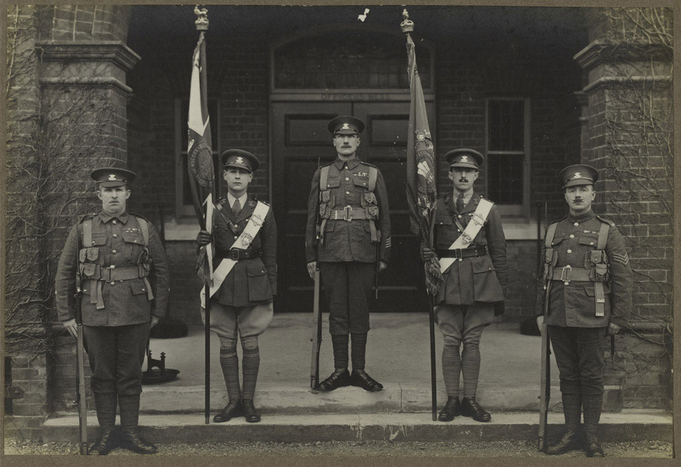Colour party and escort, Prince of Wales's Leinster Regiment (Royal Canadians), 1921 (c)