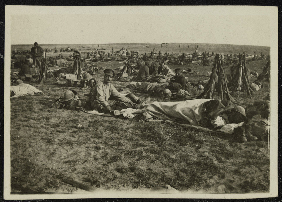 British troops waking up before the Battle of Beersheba, 30 October 1916