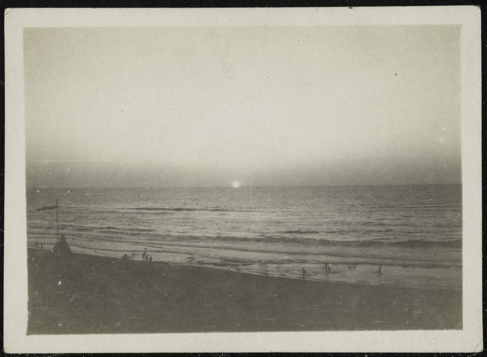 Sunset over the Mediterranean sea, taken from a beach in Palestine, 1917