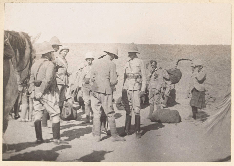 Lord Kitchener with officers in the desert during the 2nd Sudan War, 1898
