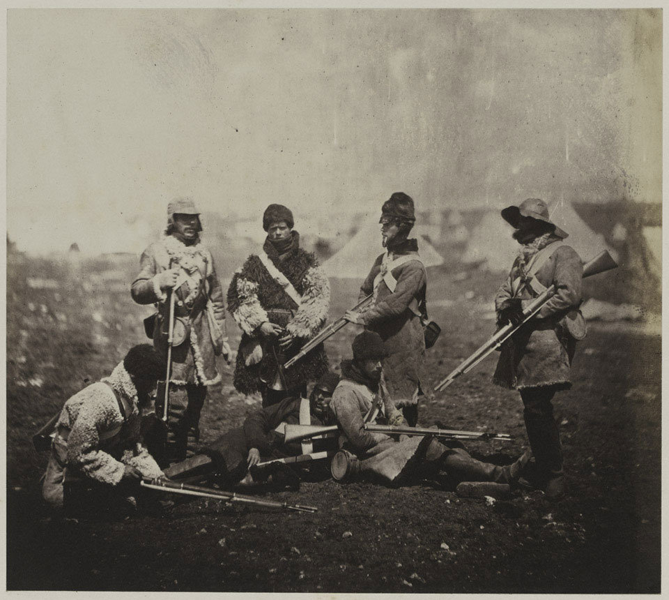 Men of the 68th (Durham) Regiment of Foot (Light Infantry), in winter dress, Crimea, 1855 (c)