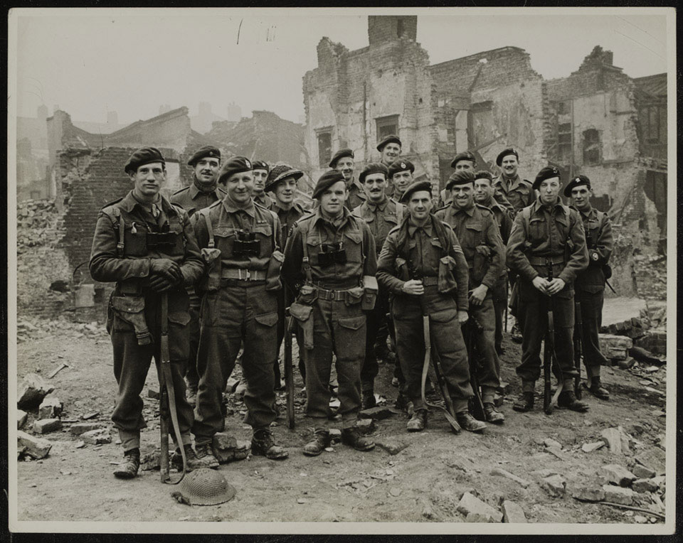 Members of No. 3 Army Commando in the East End of London, 1944