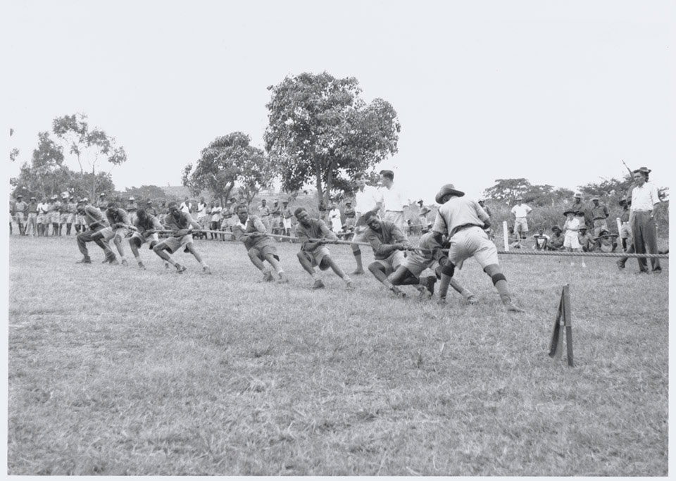 Tug-of-war contest, 4th (Uganda) Battalion, King's African Rifles Sports Day, 1956 (c)