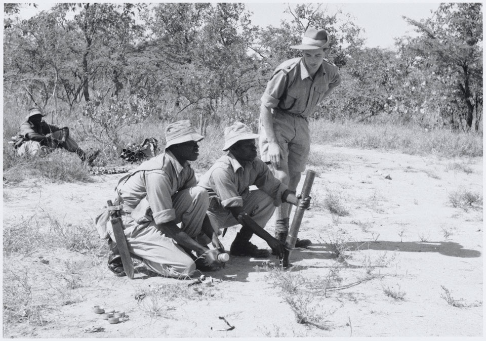 4th (Uganda) Battalion, King's African Rifles training with a light mortar, 1956