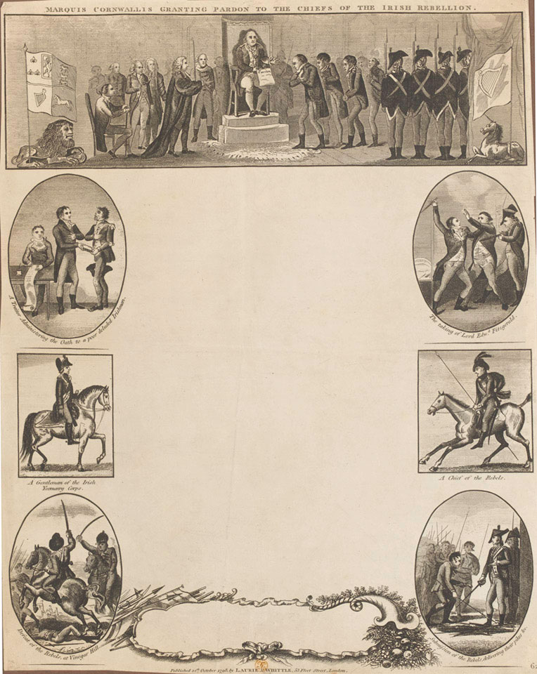 Marquis Cornwallis granting pardon to the Chiefs of the Irish Rebellion and other scenes from the Irish Rebellion of 1798