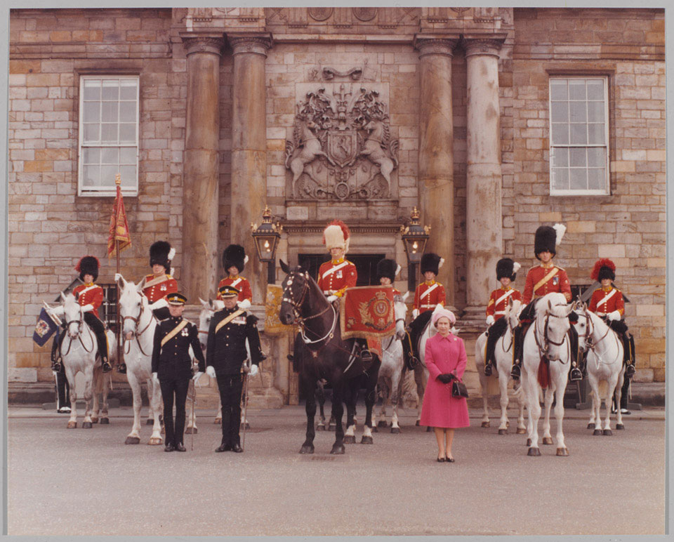 The Queen at The Royal Scots Dragoons Guards Tercentenary Parade, Edinburgh, 1978