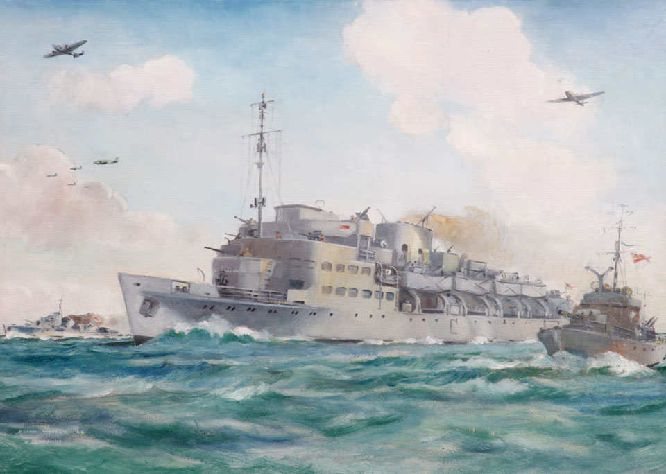 HMS Prins Albert en route to Dieppe carrying No 4 Commando, 19 August 1942