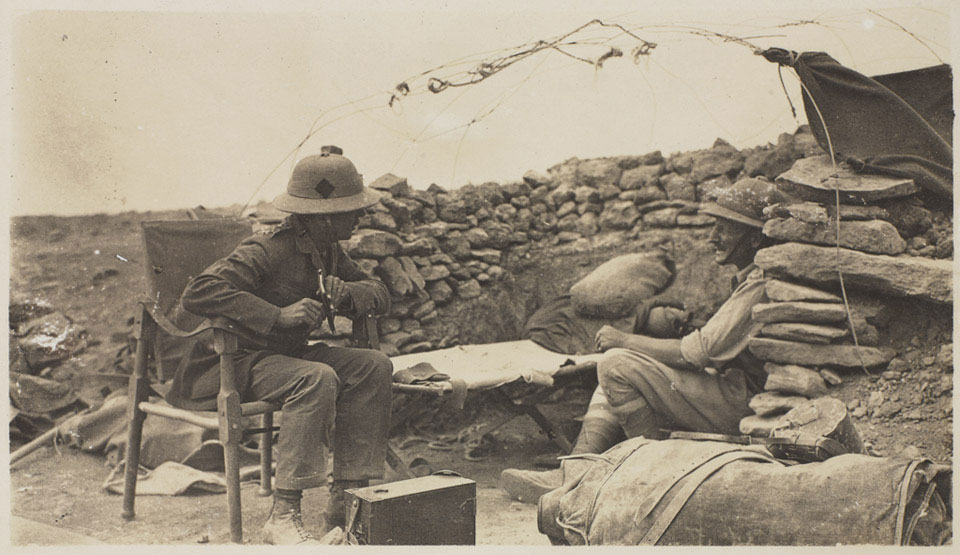 'Officers' Quarters - on a Mud Volcano, in the front line', 1918