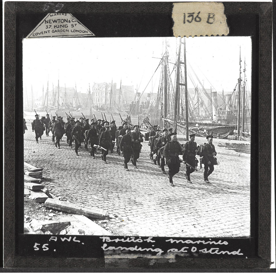 Royal Marines landing at Ostend, 1914