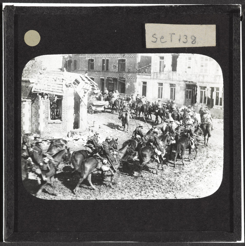 British cavalry riding through Arras, 11 April 1917