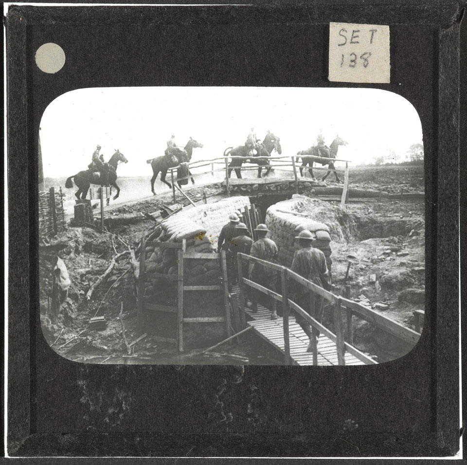Cavalry crossing a bridge near Neuve Eglise, 7 May 1917