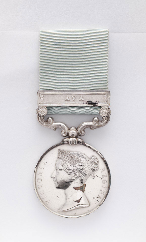 Army of India medal 1799-1826, with clasp, 'Ava', awarded to Brigadier-General Sir Henry Montgomery Lawrence, Bengal Artillery
