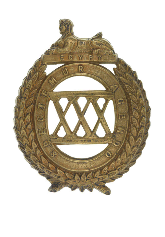Other ranks' glengarry badge, 30th (Cambridgeshire) Regiment of Foot, 1874 (c)