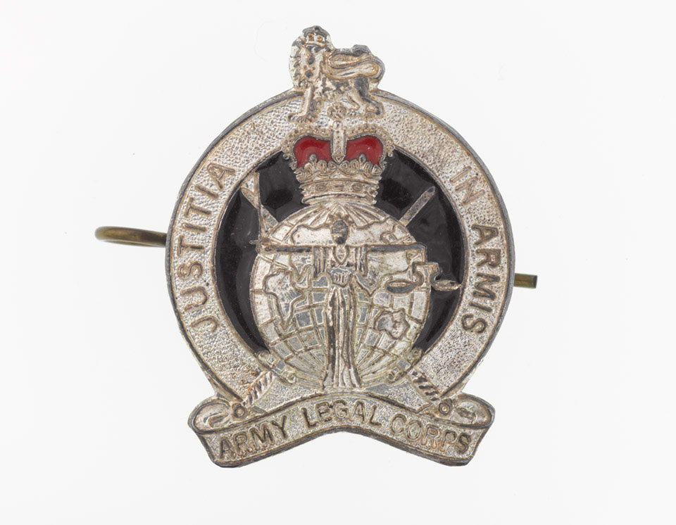 Cap badge, Captain Robert Sinclair Shiels, Army Legal Corps, 1985 (c)