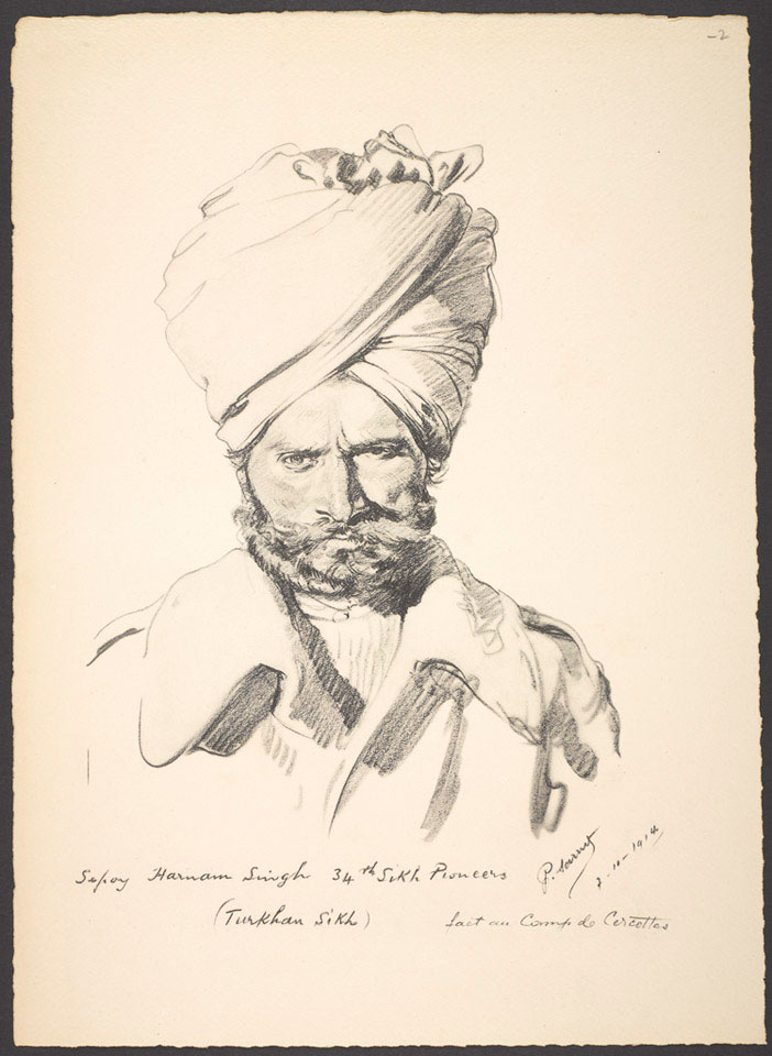 'Sepoy Harnam Singh, 34th Sikh Pioneers (Turkhan Sikh) fait au camp de Cercottes',  7 November 1914