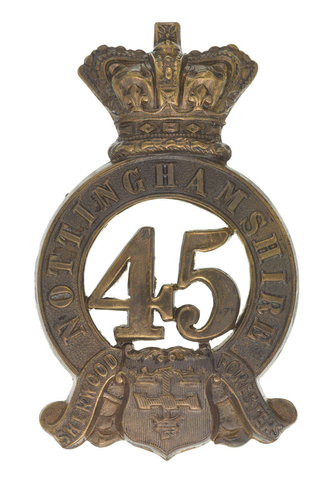 Glengarry badge, 45th (Nottinghamshire) (Sherwood Foresters) Regiment of Foot, 1874-1881