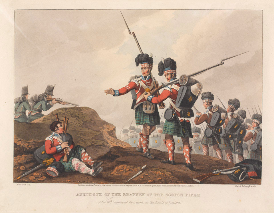 'Anecdote of the bravery of the Scotch piper of the 71st Highland Regiment, at the Battle of Vimiero', 1808