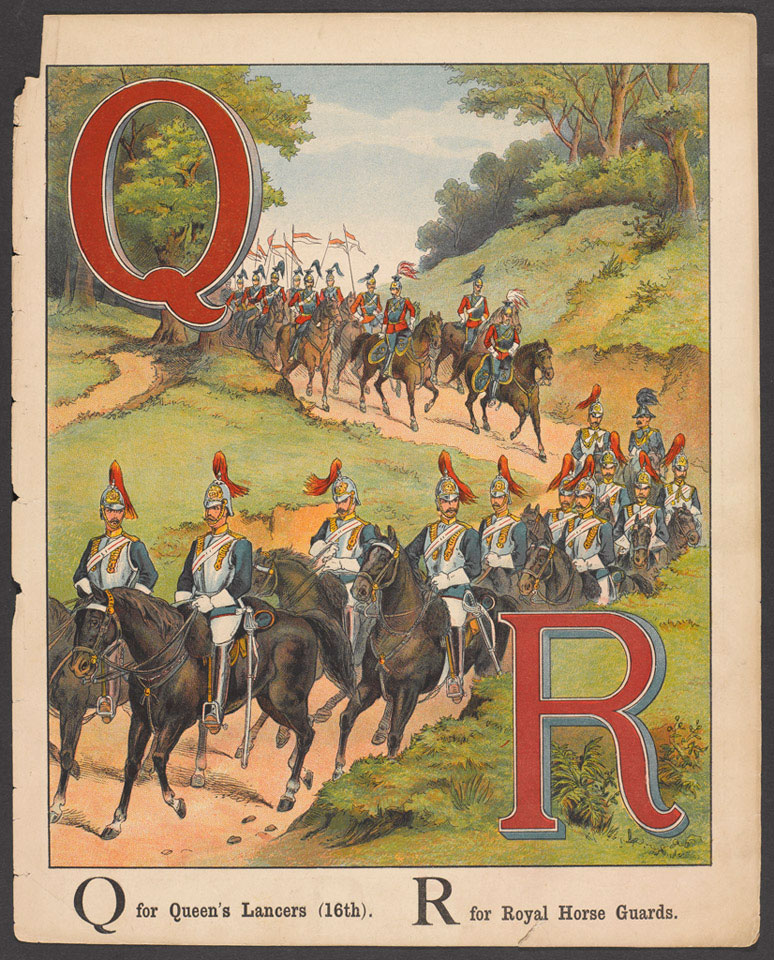 'Q for Queen's Lancers (16th). R for Royal Horse Guards', 1889