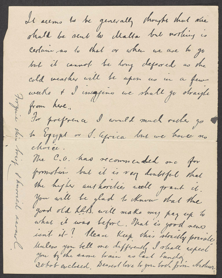 Letter From Regimental Sergeant Major Arthur Harrington Dcm 5th