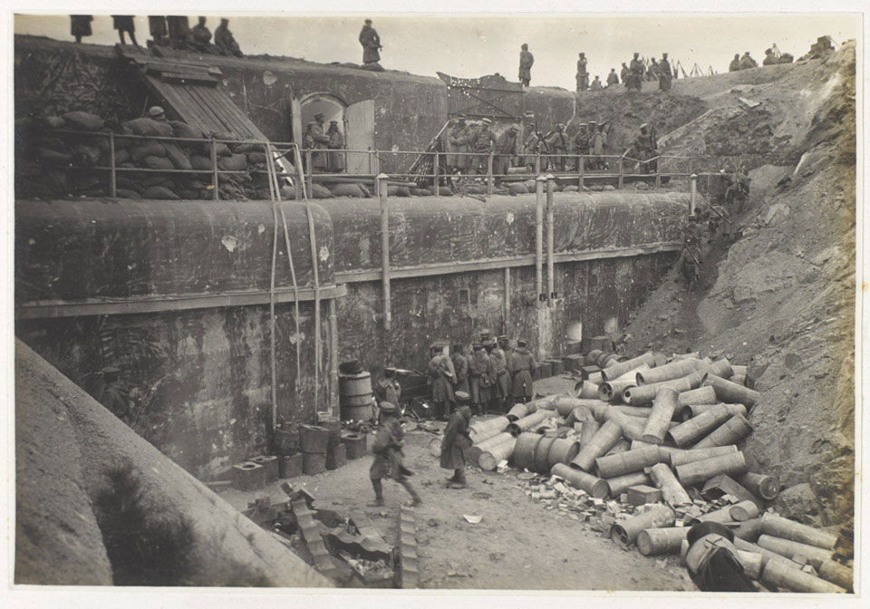 Allied troops inside one of Tsingtao's forts, November 1914