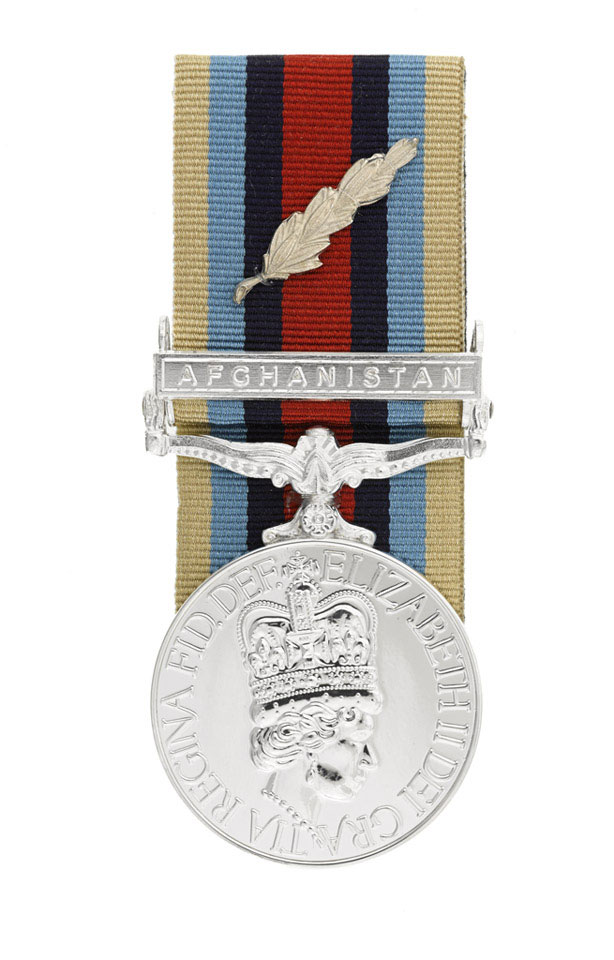 Afghanistan Operational Service Medal with Operation HERRICK ribbon and Queen's Commendation emblem, 2013 (c)