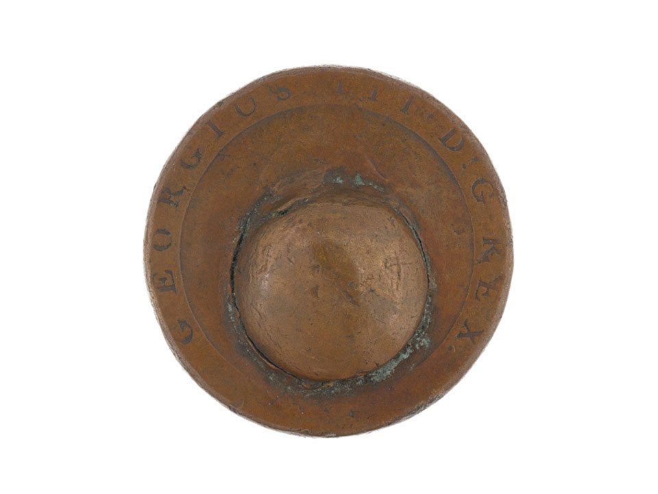 Penny dented by a bullet, Battle of Waterloo, 1815