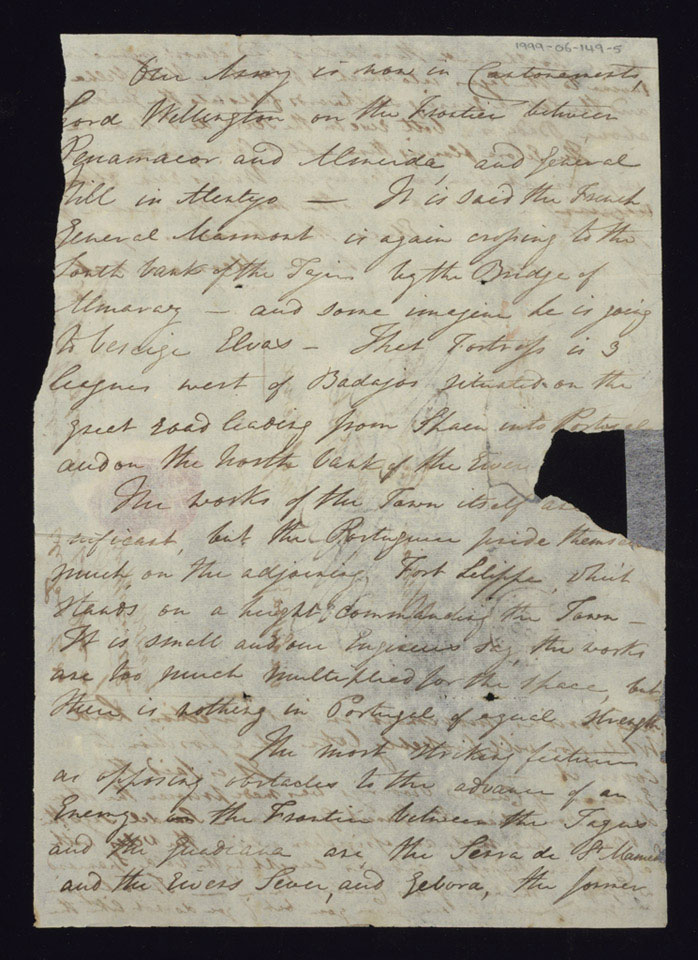 Incomplete letter from Lieutenant William Staveley to his mother, 1812 (c)