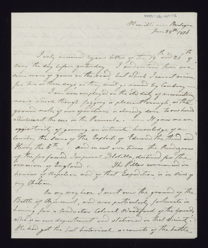Letter from Lieutenant William Staveley to his mother, 28 June 1816